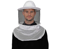 Bee Keeping Hat – Professional Beekeeper Head Protection with Detachable Fencing Veil, Lightweight Cotton Mesh, Wide Brim, Elastic Neck, One Size Fits Most, White, Breathable, Apiary Gear